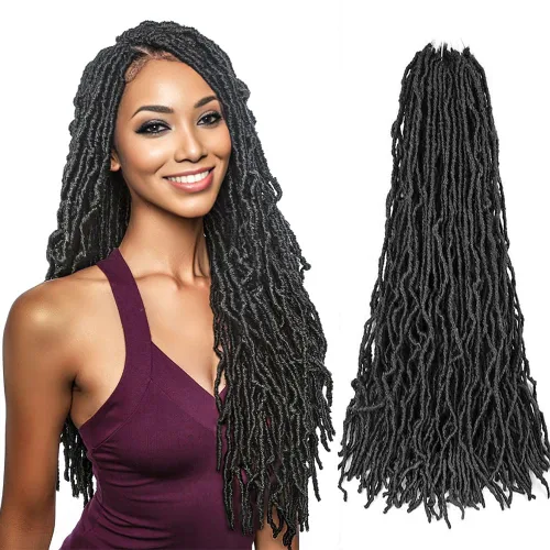 Miniatura 34 de Niseyo Rastas de pelo sintético de ganchillo de 24 pulgadas, 6 paquetes de extensiones de cabello sintético lacio de ganchillo largo