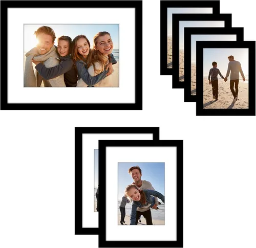 Miniatura 14 de Americanflat Juego de 10 marcos de fotos con vidrio inastillable, juego de marcos de pared para galería con dos marcos de 8 x 10, cuatro de 5 x 7