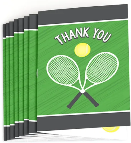Miniatura 2 de Big Dot of Happiness You Got Served - Tarjetas de agradecimiento para fiesta de cumpleaños de baby shower o pelota de tenis (8 unidades)