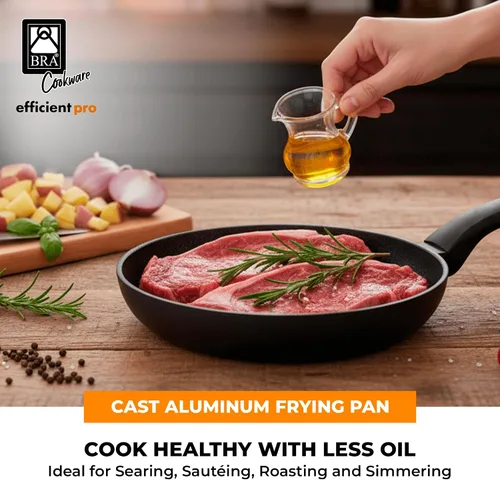 Miniatura 3 de BRA COOKWARE Efficient Pro - Sartén antiadherente Sartén de aluminio fundido de 8 pulgadas Sartén de revestimiento resistente a los arañazos