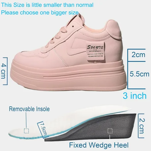 Miniatura 3 de 3.0 in con cordones de ocio calzado transpirable cuña talón femenino moda zapatillas cómodas mujeres casaul zapatos