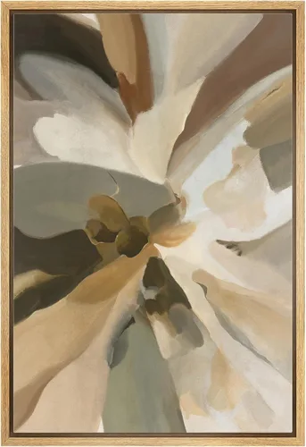 MUDECOR Impresión en Lienzo Enmarcado Arte de Pared Pincelada Floral Abstracta en Tonos Neutros Cálidos Tonos Terrosos Ilustraciones Minimalismo