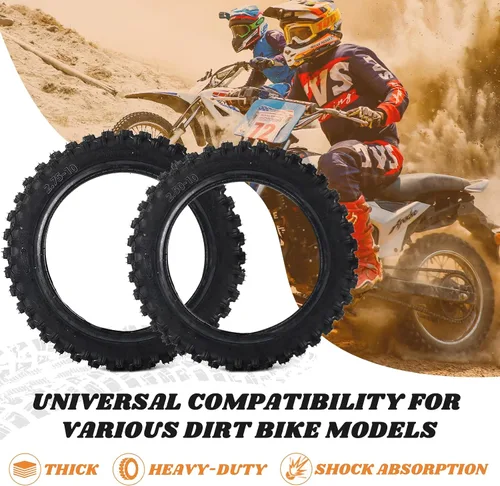 Miniatura 5 de AR-PRO (2 juegos) Neumáticos y tubos interiores para motocross de 2.50-10 pulgadas y 2.75-10 pulgadas, neumáticos y tubos delanteros de 2.50-10