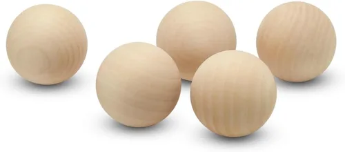Miniatura 18 de Bolas redondas de madera de 3-1/2 pulgadas para manualidades, bola de madera dura de abedul redonda sin terminar y lisa, y esfera de madera, por