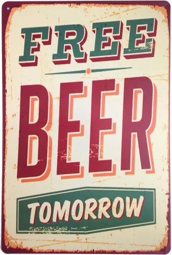 ERLOOD Póster de metal con texto en inglés «Drink Good Beer with Good Friends», retro, vintage, para decoración de pared, 12 x 8 pulgadas (cerveza