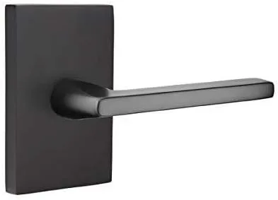 Miniatura 4 de Emtek Juego de privacidad, roseta rectangular moderna, palanca Helios, negro plano, LH