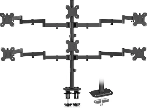 Miniatura 11 de Suptek Soporte para monitor LED LCD cuádruple, soporte independiente extra alto de 31.5" de poste, resistente, totalmente ajustable, para 4 (3+1)