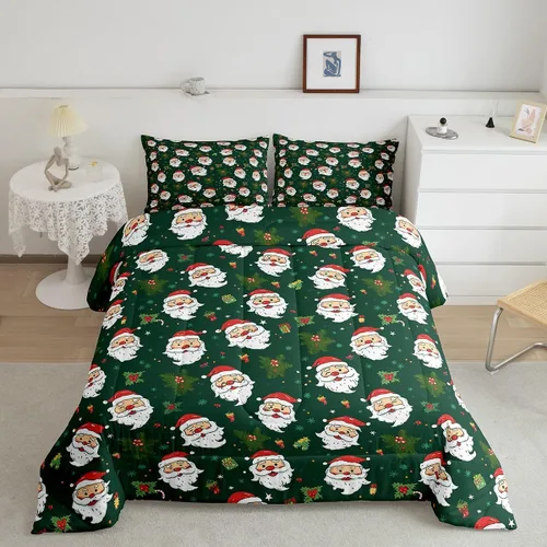 Miniatura 10 de Erosebridal Juego de edredón de Navidad, tamaño individual, relleno de edredón mágico de invierno con copos de nieve para adultos, niños, mujeres