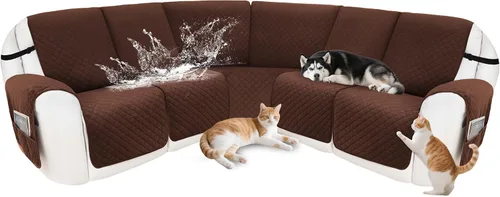 Miniatura 53 de Fundas para sofá modular reclinable, de terciopelo en forma de L, funda de consola central para perros y mascotas, lavable antideslizante, 1 funda