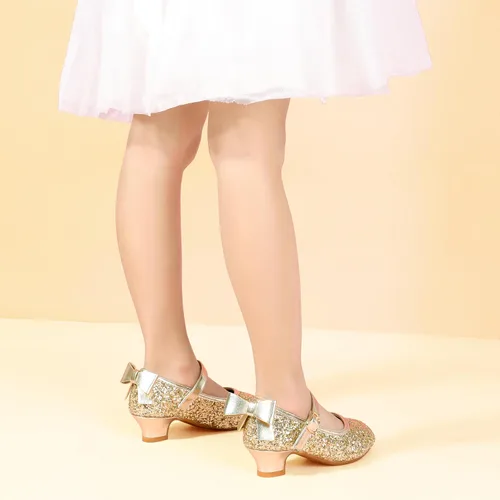Miniatura 97 de PANDANINJIA Vestido de jada para niñas y niños pequeños, zapatos de princesa Mary Jane con tacones con lazo para fiesta, boda, boda
