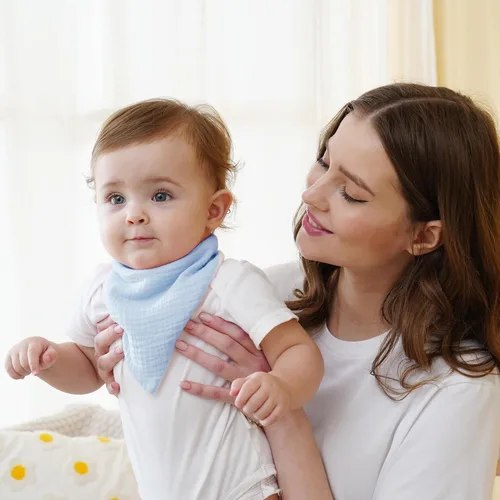 Miniatura 2 de Baberos de muselina para bebé, baberos de bandana para babeo para bebés niñas y niños, recién nacidos, niños pequeños, babeo y dentición Azul macaron