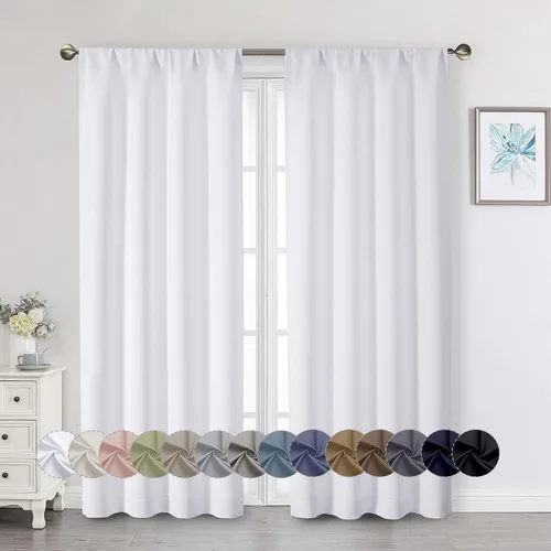 Miniatura 213 de Cortinas opacas para dormitorio, sala de estar, juego de 2 paneles de 54 pulgadas de largo, cortinas de oscurecimiento de habitación con aislamiento