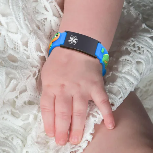 Miniatura 4 de Pulsera de Identificación Médica Personalizada para Niños - Pulsera de Identificación de Silicona Linda para Autismo Alergia Convulsiones