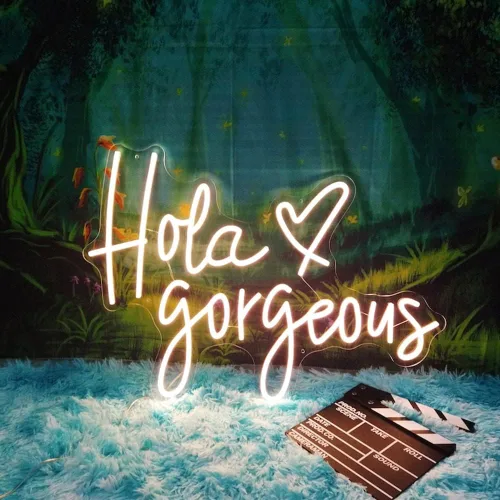 Miniatura 2 de Hola Gorgeous - Letrero de neón para boda, luz LED de neón, decoración de pared para dormitorio, salón de belleza, regalo de compromiso para ella