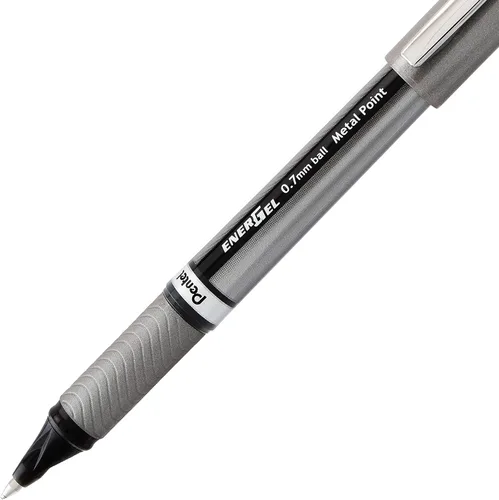 Miniatura 5 de Pentel EnerGel NV - Bolígrafo de gel líquido, (0.028 in), línea media, con tapa, punta de metal, tinta negra, caja de 12 unidades (BL27-A)