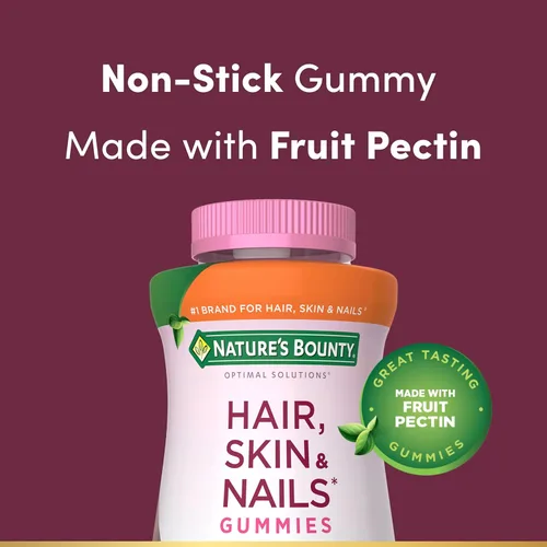 Miniatura 3 de Nature's Bounty Optimal Solutions - Gomitas de pectina de colágeno para cabello, piel y uñas, 100 mg de colágeno y 2,500 mcg de biotina por porción