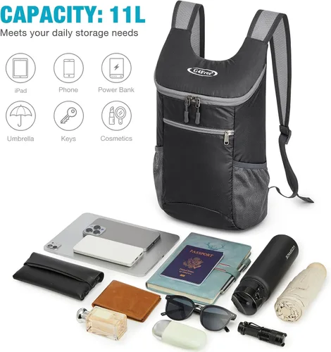Miniatura 7 de G4Free, mochila pequeña y plegable, liviana y casual, para ir de camping o para exteriores, para adultos y niños (11 L)