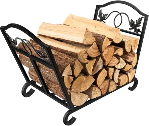 Miniatura 9 de AMAGABELI GARDEN & HOME Soporte para Troncos de Chimenea Interior Soporte de Cesta de Leña Portador Estante de Metal para Madera Rack para Leña