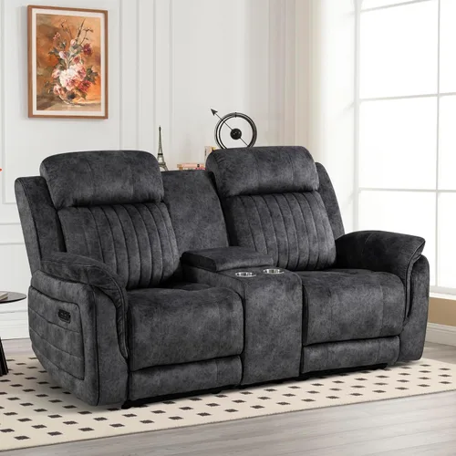 Miniatura 18 de Sofá reclinable eléctrico con gravedad cero, sillón reclinable eléctrico con reposacabezas ajustable, carga inalámbrica, puertos USB/C, sofá Azul