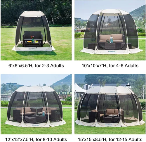 Miniatura 5 de Alvantor Tienda de campaña desplegable para casa, cenador instantáneo al aire libre con mosquitera y protección solar UPF 50+, refugio portátil