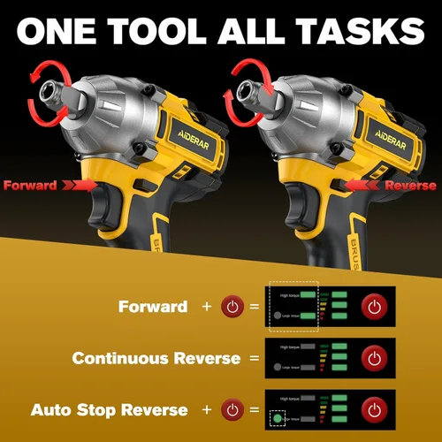 Miniatura 6 de Llave de impacto inalámbrica para batería DeWalt, 500 Nm (369 pies-libras) pistola de impacto sin escobillas de 1/2 pulgada y 1/4 pulgadas