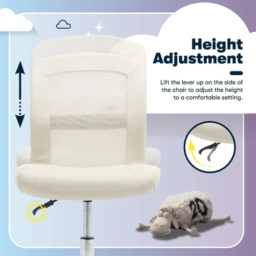 Miniatura 7 de Serta Essential - Silla de tareas sin brazos, sillas de escritorio pequeñas con ruedas, respaldo de malla transpirable y piel sintética, asiento