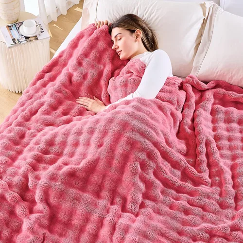 Miniatura 37 de NEWCOSPLAY Manta para Sofá Aqua Súper Suave de Franela Polar 3D Burbuja Ligera Manta de Cama para Uso en Todas las Estaciones (Aqua, Throw(50"x60"))