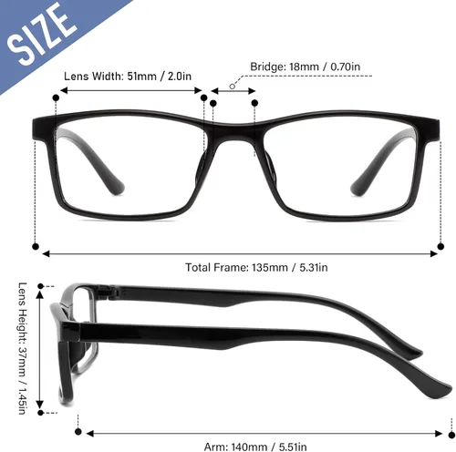 Miniatura 4 de Przene Paquete de 4 anteojos rectangulares de bloqueo de luz azul, antideslumbrantes, anti-tensión ocular UV400, cuadrados para hombres y mujeres