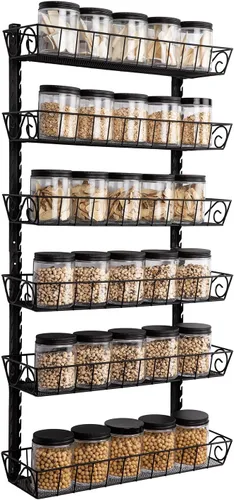 Miniatura 8 de SWOMMOLY – Estante de pared ajustable para especias, 9 niveles de doble uso (multiusos), color negro