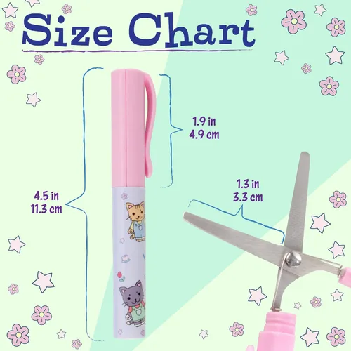 Miniatura 3 de Mini Pen Tijeras portátiles de seguridad de viaje – Gatito de jardín, gatito juguetón y cachorro de chef – 1 par cada uno