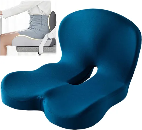 Miniatura 11 de Cojín ortopédico, cojín de asiento para silla de oficina y automóvil, cojines ergonómicos de espuma viscoelástica en forma de L, soporte lumbar