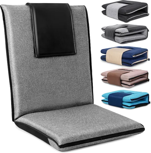 Miniatura 11 de Silla de Piso con Soporte para la Espalda, Silla de Piso Ajustable de 14 Posiciones, Asiento Portátil en el Suelo para Adultos y Niños, Asiento