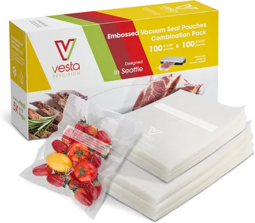 Vesta - Bolsas selladoras al vacío de precisión para alimentos, 8 x 12 pulgadas y 6 x 10 pulgadas, 200 unidades (100 cuartos de galón y 100 pintas)