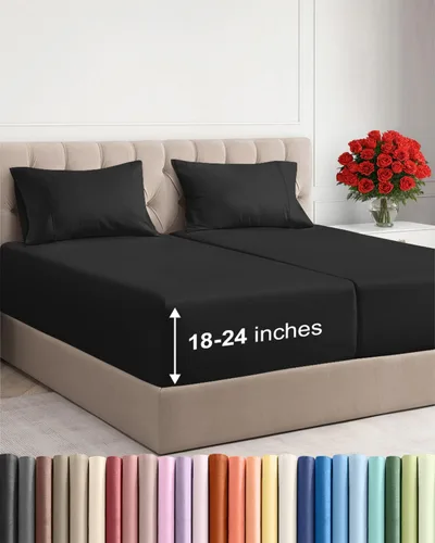 Miniatura 59 de Sábanas King divididas con bolsillos extra profundos, sábanas transpirables y refrescantes de 5 piezas, sábanas de lujo para hotel, suaves, sin 22
