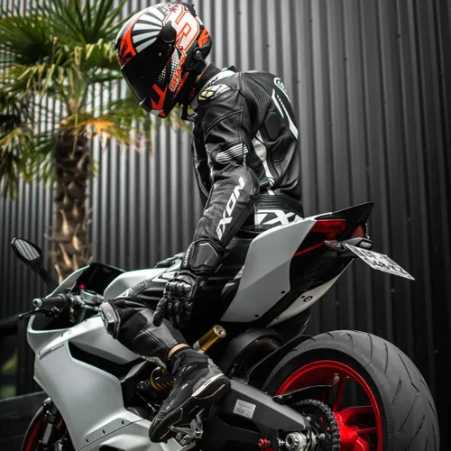 Miniatura 5 de Harssidanzar Guantes de cuero para motocicleta para hombres y mujeres, Powersports KM045 de fibra de carbono con protección de nudillos