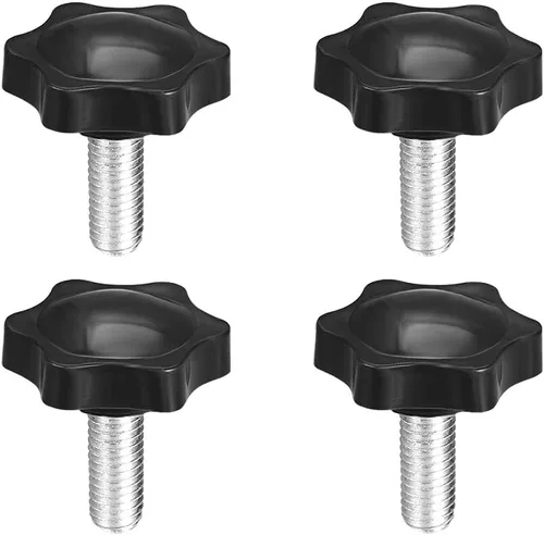 uxcell Pomo de tornillo de sujeción, 1.496 in de diámetro, empuñaduras hexagonales color ciruela con forma de estrella, rosca macho M8 x 0.630 in, 4