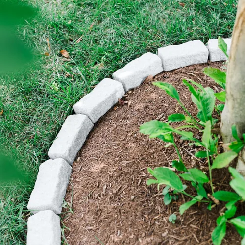 Miniatura 4 de Beuta Borde Paisajístico DIY de Piedra Artificial Sin Excavación con Picos de Anclaje, Borde Flexible del Tamaño de Ladrillo para Entradas de Autos