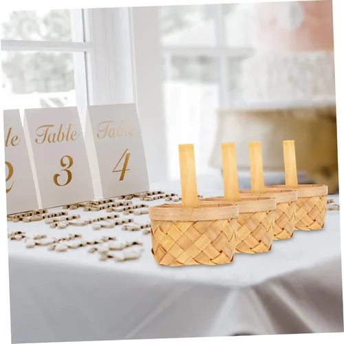 Miniatura 3 de Zerodeko Cesta de madera estilo 4pcs Little Baskets para almacenamiento de arreglos florales