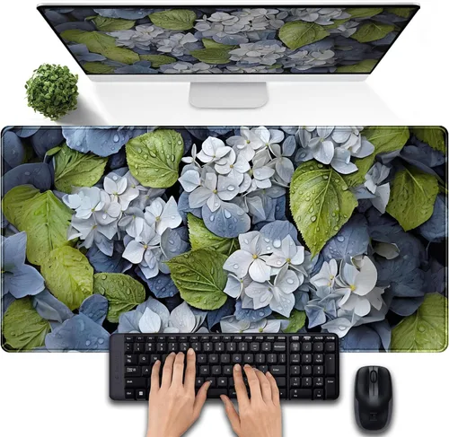 Miniatura 21 de Tapete de escritorio de bosque anime, lindo tapete de mouse verde, tapete de escritorio completo Kawaii estético XXL para juegos Mousemat XL