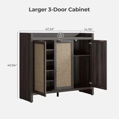 Miniatura 2 de SICOTAS Zapatero de almacenamiento de 30 pares, gabinete de ratán para entrada, gabinete grande de 6 niveles de 41" de altura, gabinete