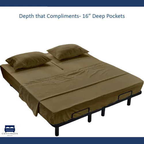 Miniatura 5 de Cottingon Juego de Sábanas de 4 Piezas de Tamaño King con Cabezal Flexible, Sábanas Superiores Divididas de 34 Pulgadas para Camas Ajustables Sleep