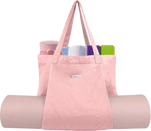 Miniatura 6 de Bolsas de yoga Cwokarb para mujeres con bolsas para esteras de yoga, tote de lona para pilates, bandolera para el hombro, para viajes, oficina