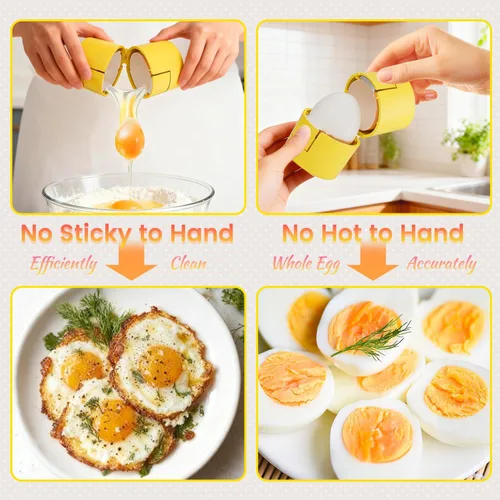 Miniatura 6 de Abridor de cáscara de huevo duro 2 en 1, pelador de huevos con perforador, lindo separador de huevos para huevos crudos, galleta de huevos