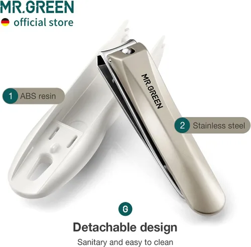 Miniatura 3 de MR.GREEN Cortaúñas antisalpicaduras, cortador de uñas de acero inoxidable, herramientas de manicura, tijeras de uñas, diseño desmontable, recortador