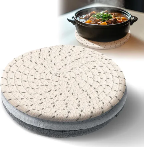 Miniatura 5 de MAQIHAN 3 salvamanteles tejidos para platos calientes, almohadillas para ollas calientes para mesa, juego de salvamanteles grandes, juego
