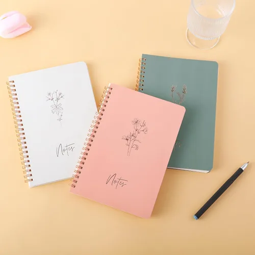 Miniatura 8 de Paquete de 3 Cuadernos Espirales - Papel Liso Sin Traspaso de 100GSM, 120 Páginas A5 de 8.26x5.7 Pulgadas, Páginas Rayadas de 7mm, Bolsillo
