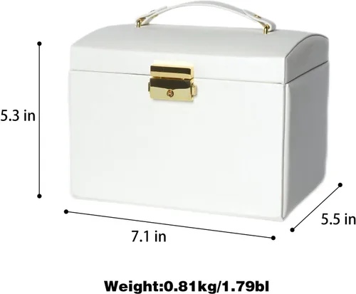 Miniatura 6 de DREAM&GLAMOUR - Cajas de joyería para mujer, 3 capas, organizador de joyería de piel sintética con espejo y cerradura. Caja de joyería portátil