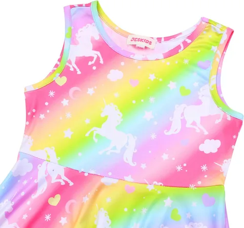 Miniatura 4 de Jeskids - Vestido de unicornio sin mangas para niñas.