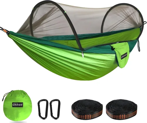 Miniatura 12 de Chihee - Hamaca ultraligera de camping para viajes, con red emergente, capacidad de carga de 299 kg, de nailon paracaídas transpirable y de secado