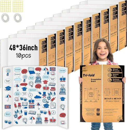 Miniatura 9 de Paquete de 2 tableros de póster plegables de 48" x 36", tableros de póster blancos de una sola cara IKAYAS, tableros de exhibición para feria